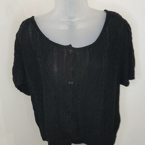 Celebrity Pink Black Open-Knit Sweater